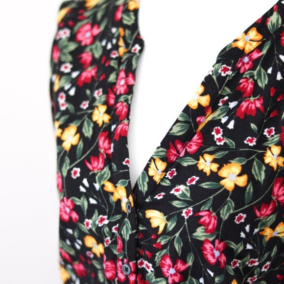 Old Navy Black Floral Button Front Dress XS - Picture 3 of 5